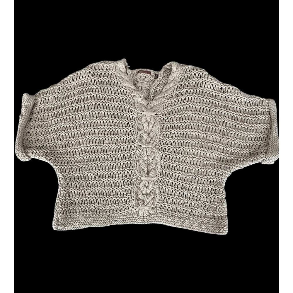 525 America Knit Pullover Sweater Size Medium Linen Cotton Blend Chunky Cable